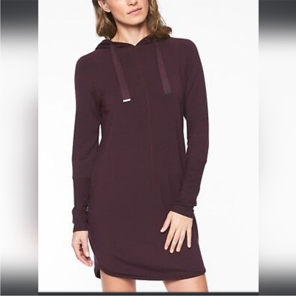 Athleta Solitude Hoodie sweatshirt dress purple burgundy XS - Picture 12 of 12